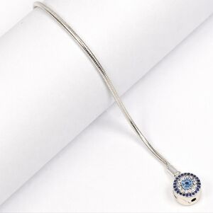Evil Eye CZ PAN-Inspired Necklace Choker 925 Mexican Sterling Silver  45cm